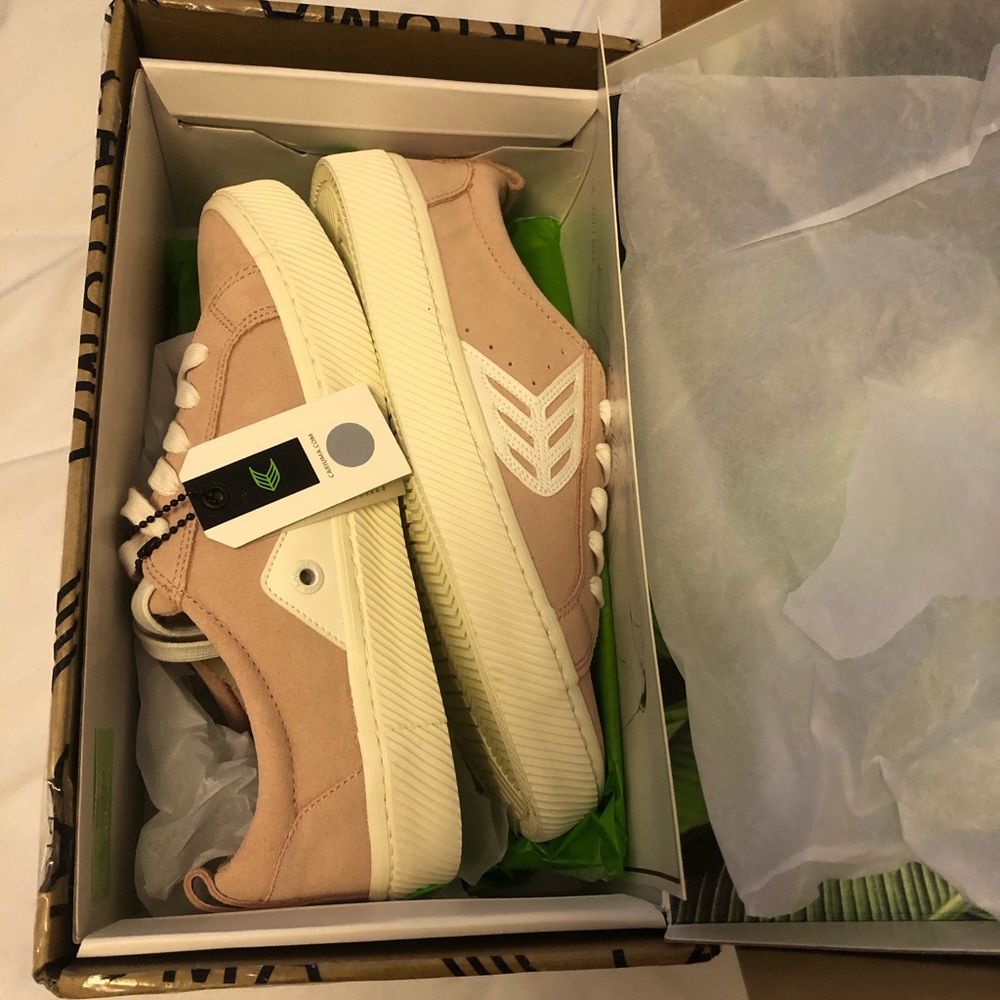 Rose Suede Ivory Logo Sneaker